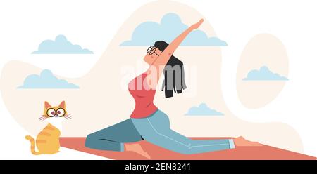 Girl doing yoga for health benefits of the body mind and emotions Stock Vector