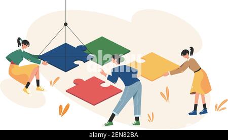 Teamwork arrange the puzzle business concept Stock Vector