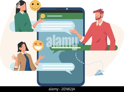 Communication via the internet social networking group chat Stock Vector