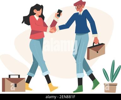 People handshake conclusion of a contract and successful partnership Stock Vector