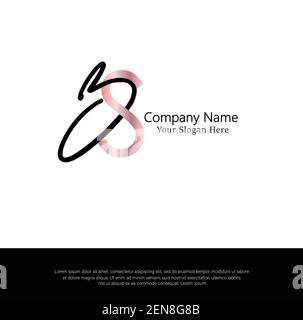 B S BS S B SB Initial letter handwriting and signature logo. Beauty vector initial logo .Fashion, boutique, floral and botanical Stock Vector