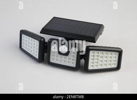 solar cell powered lamp for outdoor light isolated on white background Stock Photo
