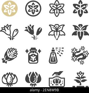 lily flower icon set,vector and illustration Stock Vector