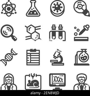 Lab rat experiment icon set in black and white color. simple flat ...