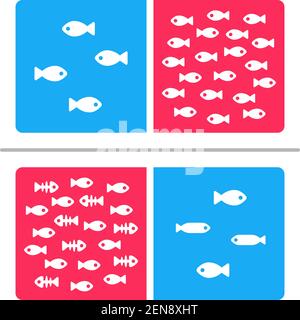 red ocean and blue ocean,business strategy and marketing conceptual,vector and illustration Stock Vector