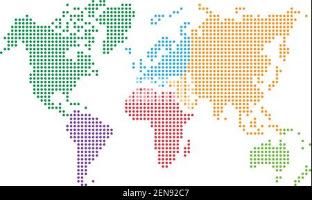 colorful dotted world map,vector and illustration Stock Vector