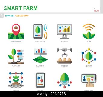 smart farm icon set,flat style,vector and illustration Stock Vector