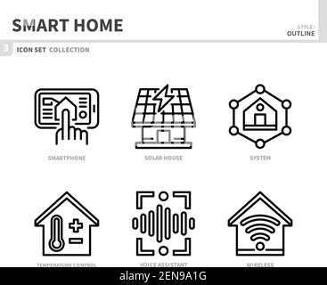 smart home icon set,outline style,vector and illustration Stock Vector