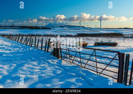 Looking towards Mossmorran Natural Gas Liquids Plant near to the Fife towns of Lochgelly and Cowdenbeath. Stock Photo