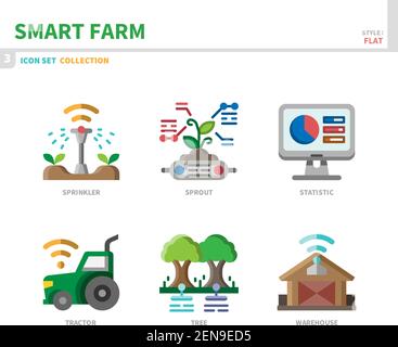 smart farm icon set,flat style,vector and illustration Stock Vector