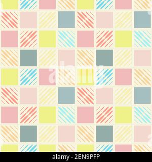 Seamless background with kradrats of different colors. Pattern in pastel light colors. Vector repeating pattern. Stock Vector
