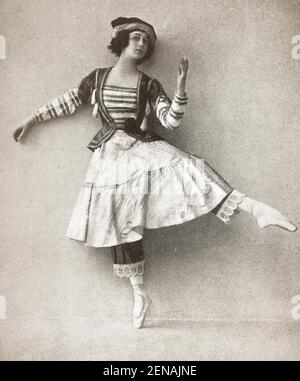 Russian Prima Ballerina Thamar Karsavina  aka Tamara Platonovna Karsavina( 1885 – 1978) in 'Petrouchka' (aka Petrushka) in 'Petrouchka'  (aka Petrushka) written by  Igor Stravinsky ). She was  principal artist of the Imperial Russian Ballet and later of the Ballets Russes. In Britain she assisted in the establishment of The Royal Ballet and was a founder member of the Royal Academy of Dance.  Her second husband was  British diplomat Henry James Bruce (1880–1951) the father of her son Nikita Stock Photo