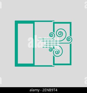 Room Ventilation Icon. Green on Gray Background. Vector Illustration. Stock Vector