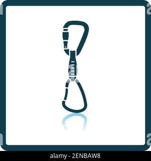Alpinist Quickdraw Icon. Square Shadow Reflection Design. Vector Illustration. Stock Vector