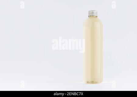 Download Transparent Plastic Tall Thin Bottle With Water Or Cosmetic Product Silver Cap Mockup On White Background Template For Design Stock Photo Alamy
