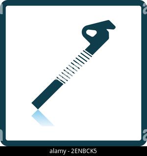 Alpinist Ice Screw Icon. Square Shadow Reflection Design. Vector Illustration. Stock Vector