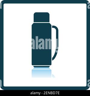 Alpinist Vacuum Flask Icon. Square Shadow Reflection Design. Vector Illustration. Stock Vector