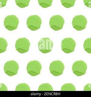 Seamless pattern with iceberg lettuce whole vegetable. Organic food textile. Hand drawn vector nature graphic background. Stock Vector