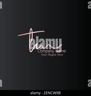 T M TM  T W TW Initial letter handwriting and signature logo. Beauty vector initial logo .Fashion, boutique, floral and botanical Stock Vector