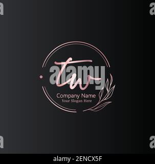 T W TW Initial letter handwriting and signature logo. Beauty vector initial logo .Fashion, boutique, floral and botanical Stock Vector