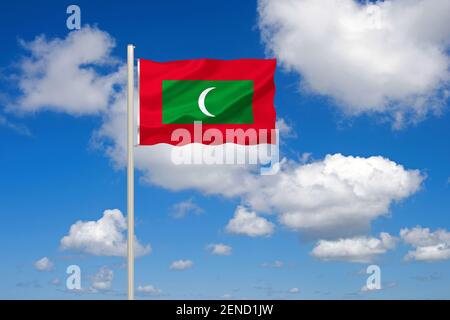 Die Flagge von den Malediven, Inseln in Südasien,