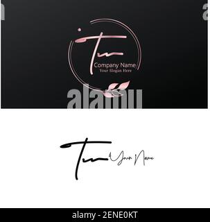 T W TW Initial letter handwriting and signature logo. Beauty vector initial logo .Fashion, boutique, floral and botanical Stock Vector