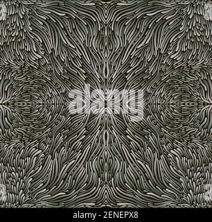 Surreal abstract mandala, gray and silver gradient color, isolated black background. Stylish card. Vector fantasy background illustration. Stock Vector