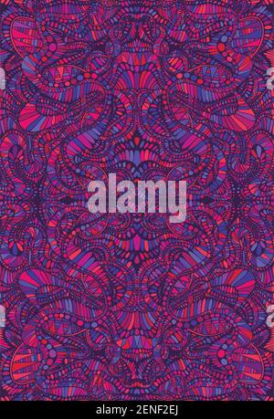 Psychedelic tryppi colorful symmetrical pattern. Decorative surreal abstract pattern with maze of ornament shamanic fantasy texture. Vector trance bac Stock Vector
