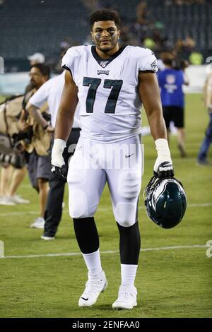 Philadelphia Eagles offensive tackle Andre Dillard (77) in action against  the New England Patriots during an NFL football game, Sunday, Nov. 17,  2019, in Philadelphia. The Patriots defeated the Eagles 17-10. (Brad