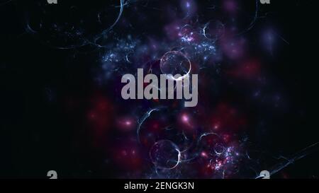 Multi colored fractal abstract background on black. Violet and purple colors Stock Photo