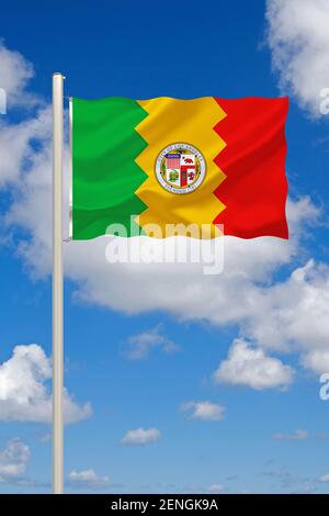 Die Flagge von Los Angeles, Stadt in Kalifornien, USA, LA, Stock Photo