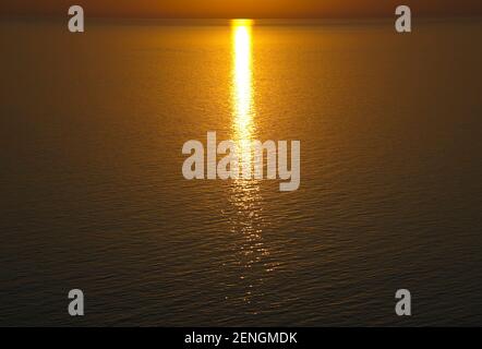 Summer sea view at sunset from the mountain. Stock Photo