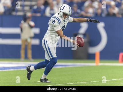 Indianapolis, USA. 17 August 2019. Indianapolis Colts wide receiver Chester  Rogers (80) runs with the ball during NFL football preseason game action  between the Cleveland Browns and the Indianapolis Colts at Lucas