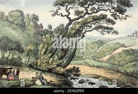 A Cornish View 1810 Thomas Rowlandson (British, 1756-1827) England, early 19th Century Etching, hand colored Stock Photo