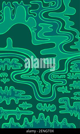 Abstract hand drawn doodle line art, turquoise aquamarine colors background. Vector surreal texture. Fantasy wave illustration. Stock Vector