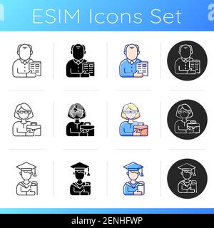 Age and gender differences icons set Stock Vector
