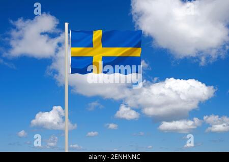 Die Flagge von Schweden, Europa, Skandinavien, Stock Photo