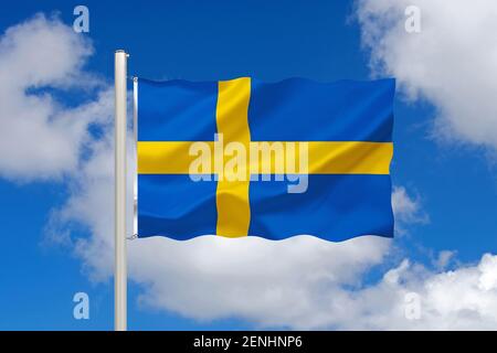 Die Flagge von Schweden, Europa, Skandinavien, Stock Photo