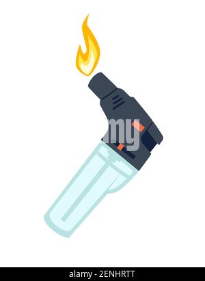 Plastic lighter for kitchen or cigarette gas lighter smoker accessory vector illustration isolated on white background Stock Vector