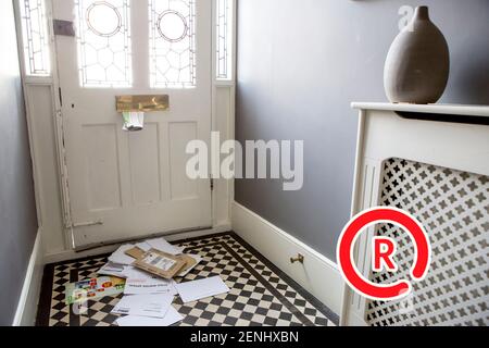 Pet camera screens and owners watching pets on mobile devices. Monitoring pets from park and office and spar. Stock Photo