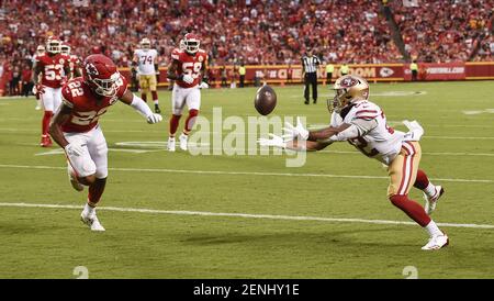 Kansas City Chiefs cornerback Trent McDuffie catches a ball during NFL  football training camp Friday, Aug. 4, 2023, in St. Joseph, Mo. (AP  Photo/Charlie Riedel Stock Photo - Alamy