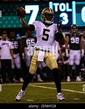 East Rutherford, New Jersey, USA. 24th August, 2019. : New Orleans Saints  quarterback Drew Brees (9) looks to pass during a preseason game between  the New Orleans Saints and the New York