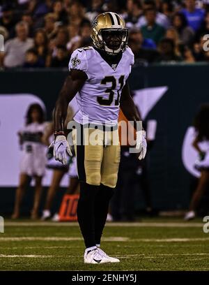 August 1, 2019: Saints defensive back Marshon Lattimore (23) tries to jam  wide receiver Michael Thomas (13) at the line of scrimmage during practice  on August 1, 2019 at the Ochsner Sports