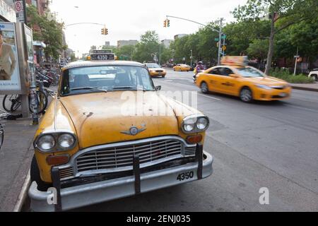 New York USA Old Checker New York Taxi cab parked on Houston Street Stock Photo