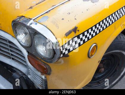 New York USA Old Checker New York Taxi cab parked on Houston Street Stock Photo