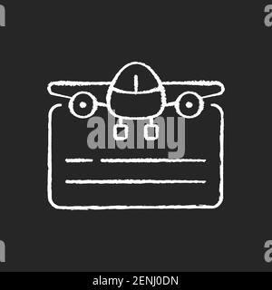 Pilot license chalk white icon on black background Stock Vector