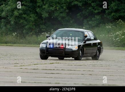 Black Ford Crown Victoria P71 American Police Car Stock Photo