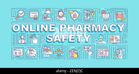 Online pharmacy safety word concepts banner Stock Vector