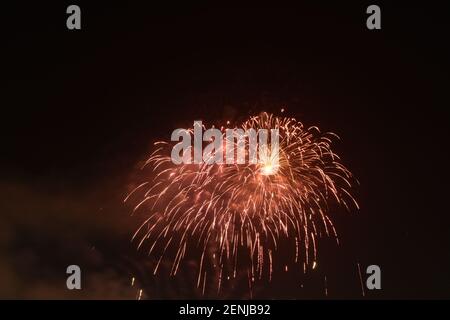 fireworks explosive on dark sky in night Stock Photo