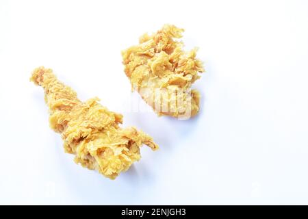 crispy fried chicken meat with bread crumb and egg yolk on white background Stock Photo